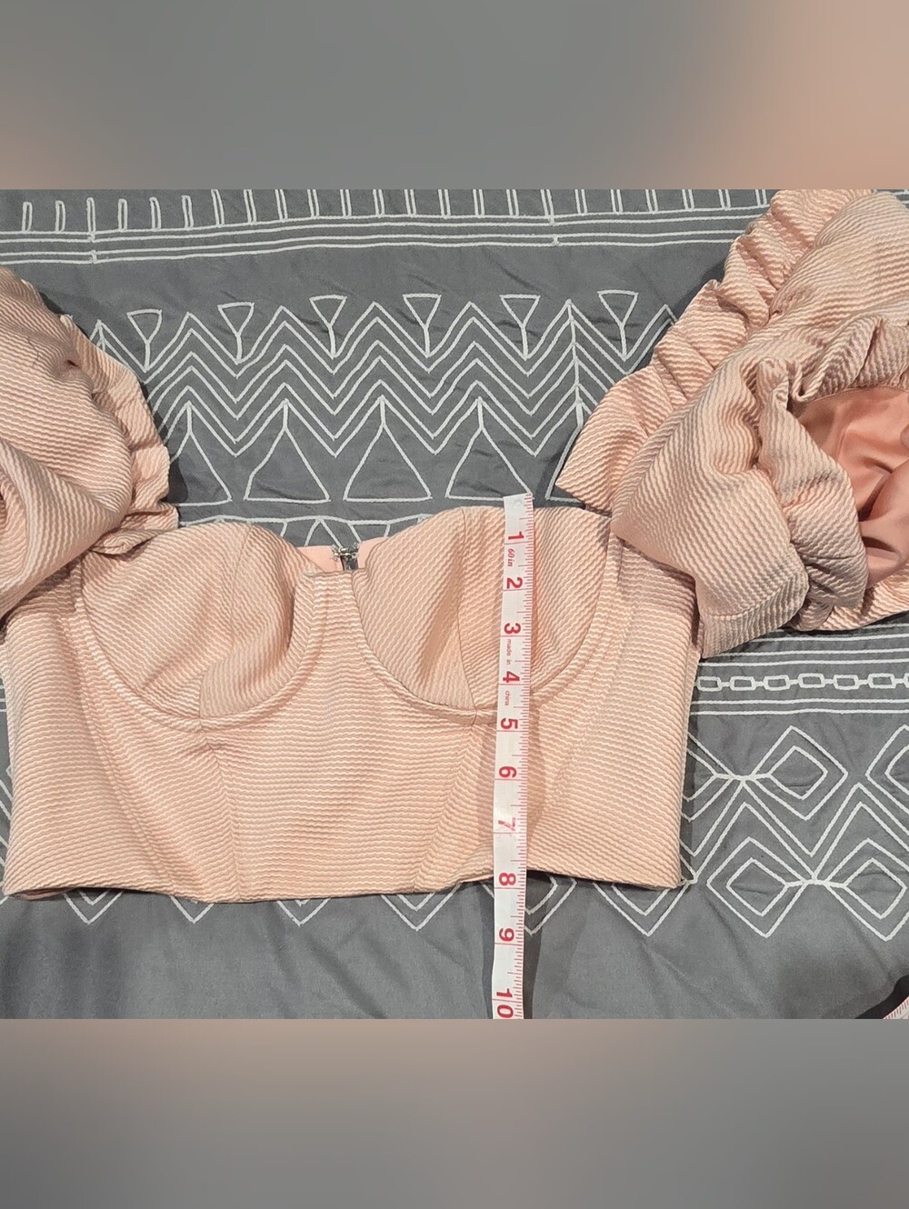 House Of CB Federica Blush Cropped Corseted Puff Sleeve Top Size Small - Picture 3 of 7